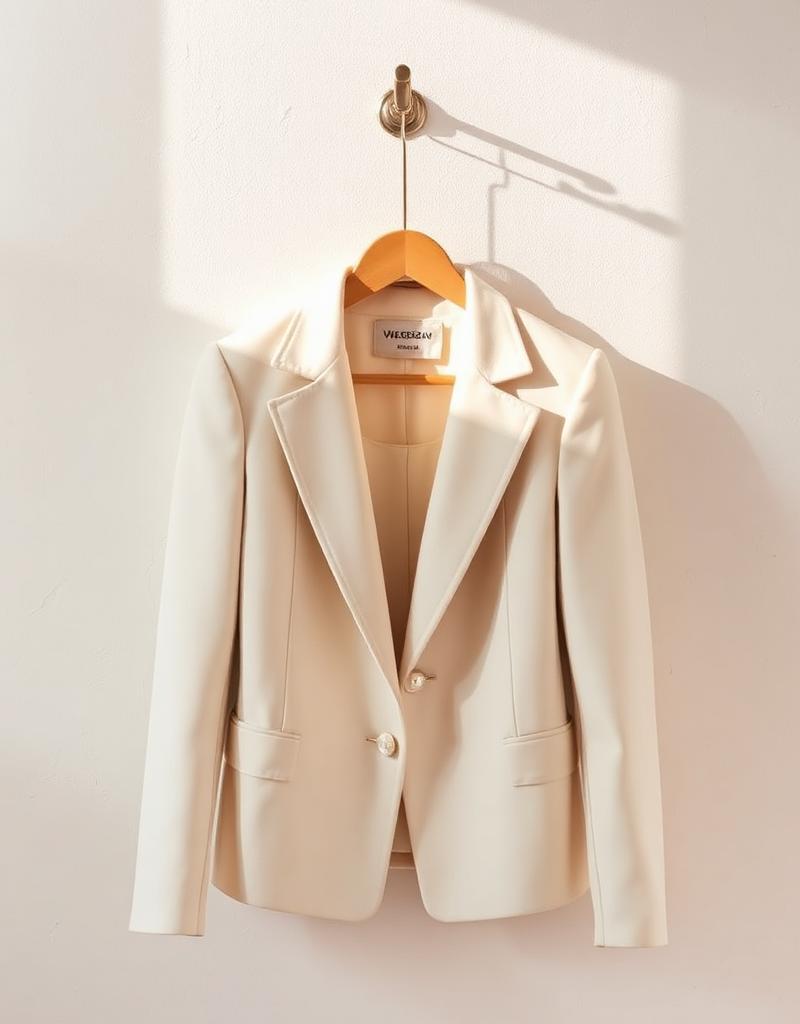 Sharp-shoulder ivory blazer